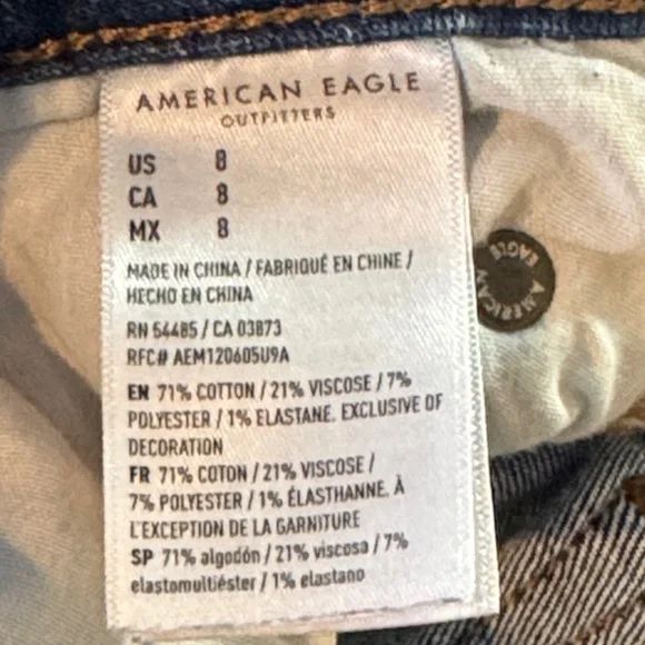 American Eagle Outfitters Dark Indigo Distressed Rolled Cuff Jean Shorts - Picture 6 of 6